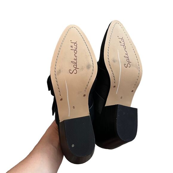 Splendid Anthropologie Carla Pointed Western Cowboy Leather Buckle Boots Black 6 - Picture 8 of 9